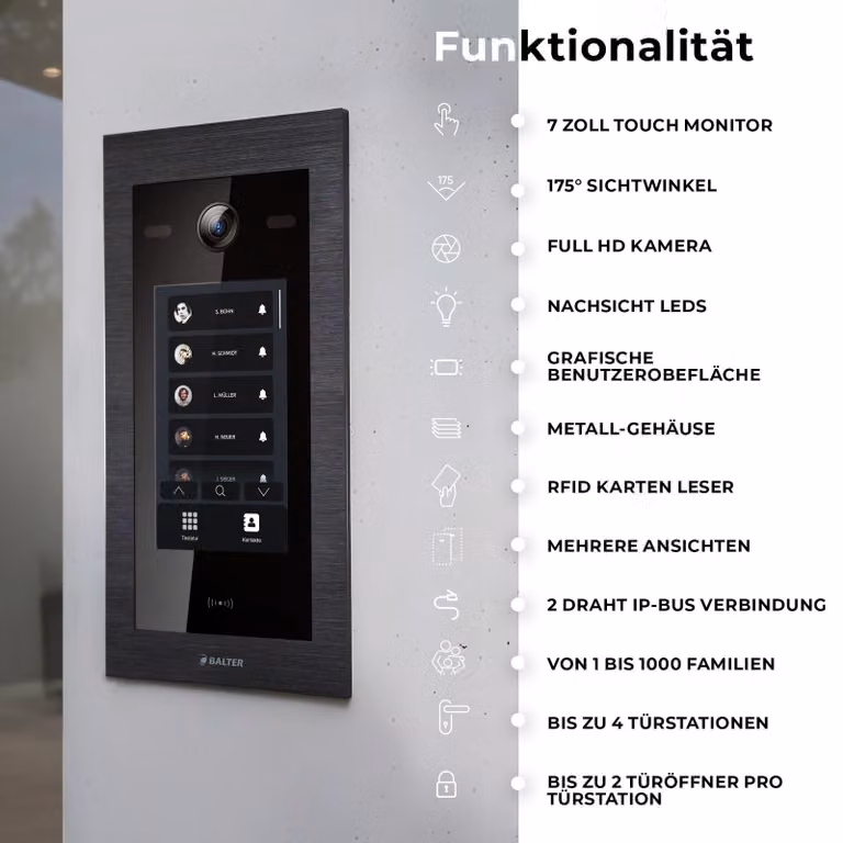 Kit videocitofono Full HD - Schermo touchscreen da 7 pollici - Ampio angolo di visione di 175° - Accesso tramite RFID e visione notturna