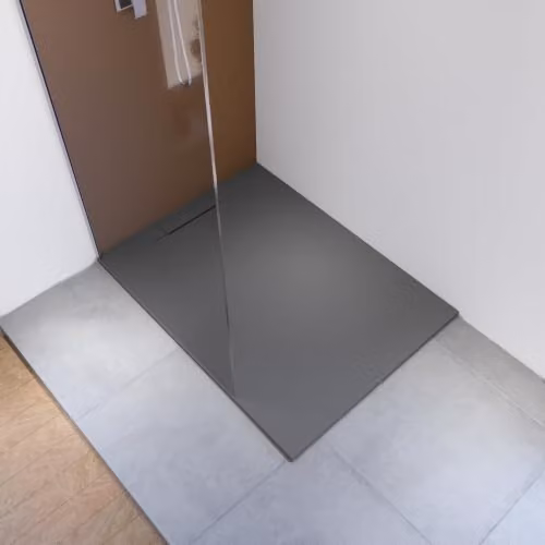 PAROS Piatto Doccia Rettangolare Grigio Opaco 80x90 cm in Marmoresina, Effetto Pietra Antiscivolo, Sottile Tagliabile