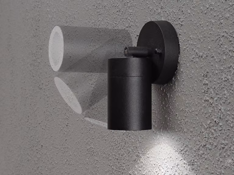 Lampada da parete LED per esterni, downlight orientabile, illuminazione per facciate, alluminio nero