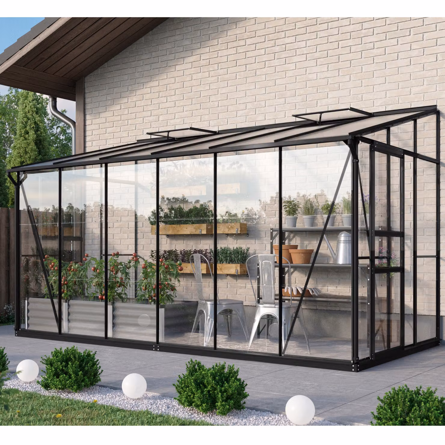 Serra addossata Vitavia "Osiris 7800" nero 7,8 m² Vetro di sicurezza temperato da 3 mm, HKP da 6 mm