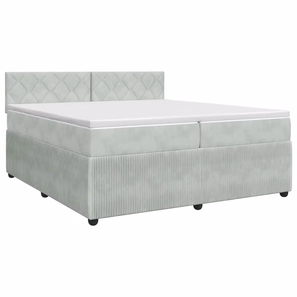 Letto box spring con materasso ibrido vidaXL in tessuto grigio e bianco L/P: 200 x 200 cm – 2