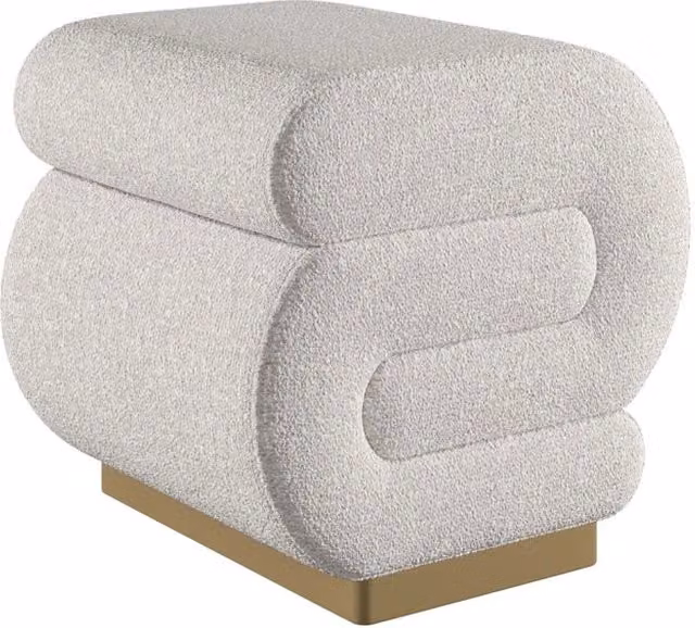 Pouf moderno in legno e tessuto con struttura imbottita, L/P/H: 40 x 42 x 42 cm, Grigio e Bianco – 1