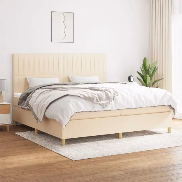 Letto Ibrido con Giroletto a Molle e Materasso vidaXL, Colore Beige e Bianco, L/P/H: 200 x 200 x 31 cm