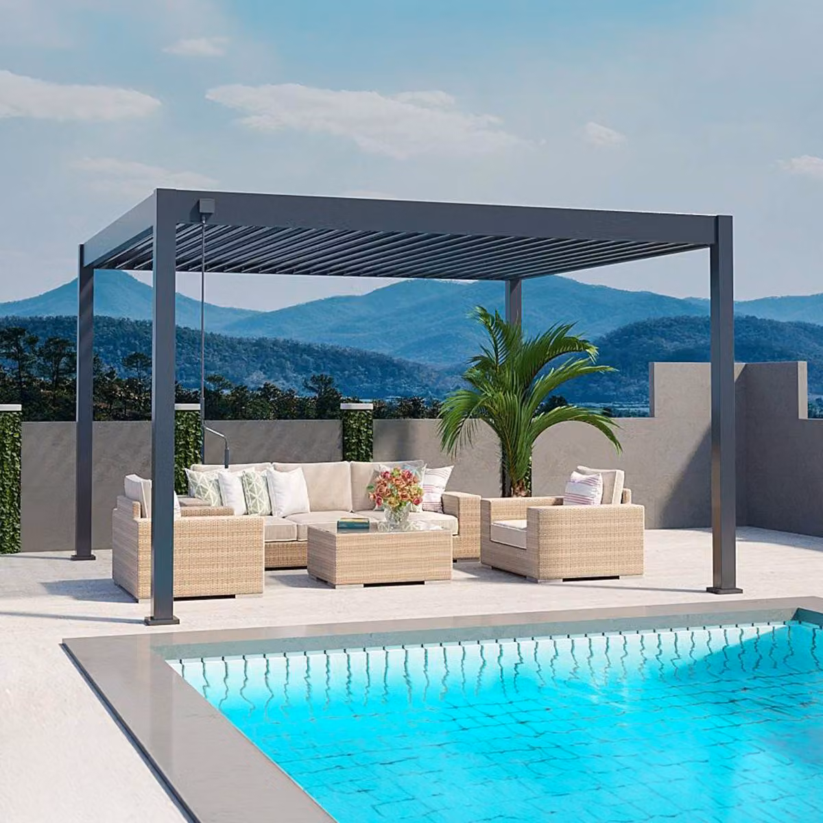 Pergola Weide Deluxe interamente in alluminio 3x4 m con tetto a lamelle, indipendente, antracite