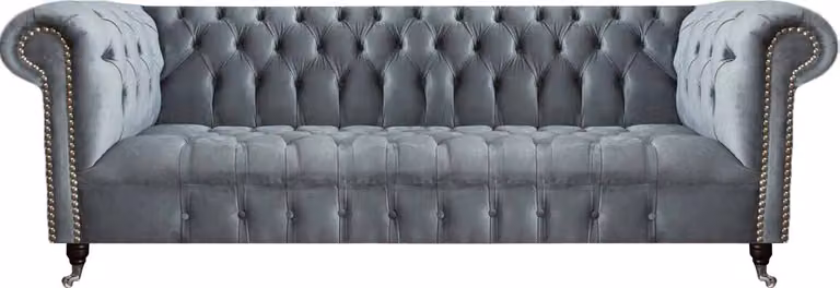 Chesterfield Sofa Dreisitzer Wohnzimmer Couch Möbel Grau Textil