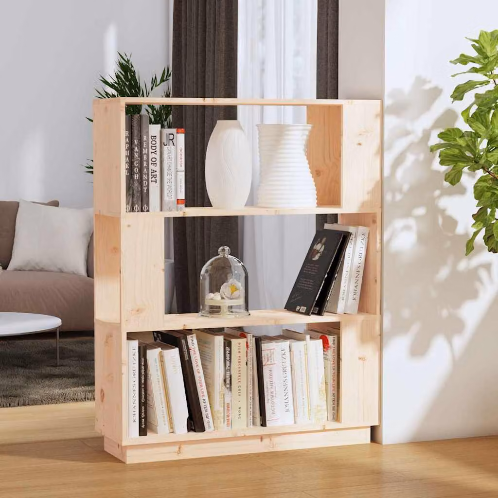 vidaXL Libreria Divisorio in Legno di Pino Naturale Stile Rustico L: 80 cm, P: 25 cm, H: 101 cm