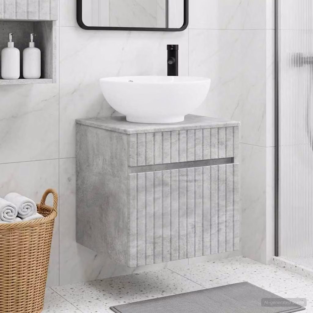 Lavabo da parete moderno vidaXL Grigio Cemento L: 49 cm, P: 44,5 cm, H: 66,5 cm