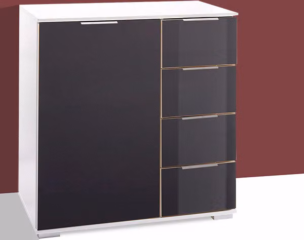 Cassettiera Easy Plus 82 cm in vetro bianco/grigio