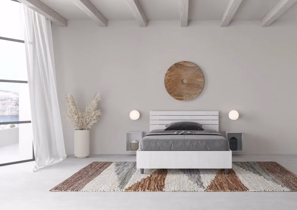 Letto Ankel 1 Piazza e Mezzo con Contenitore e Rete, Brand GIORDANOSHOP, Colore Bianco Frassino, L/P/H: 120 x 200 x 127 cm – 2