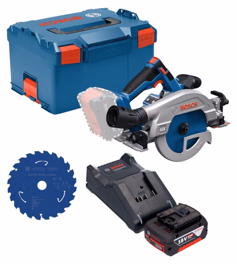 Sega circolare a batteria Bosch GKS 18V-57-2 GX Professional 18 V 165 mm Brushless + 1x batteria 5,0 Ah + caricabatterie + L-Boxx