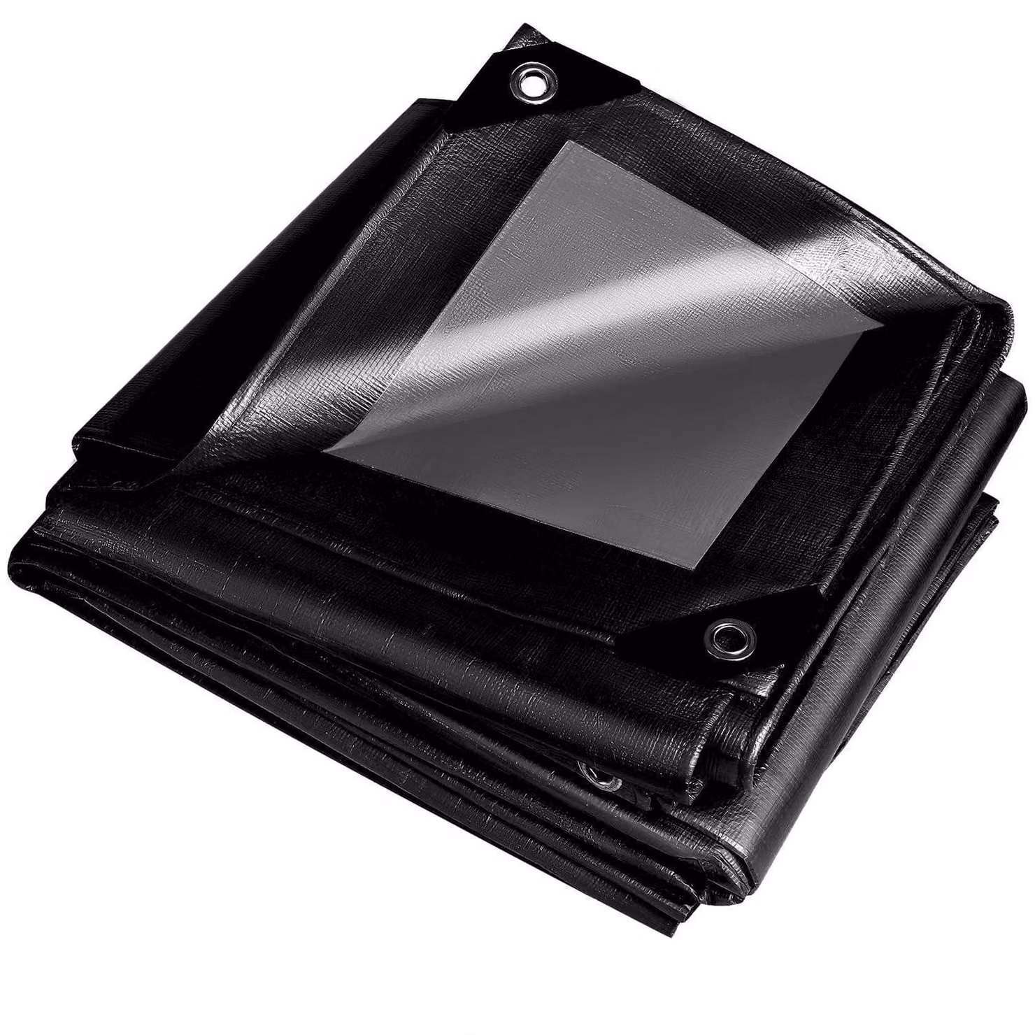Telo di copertura in tessuto, colore nero, dimensioni 6m x 8m, peso 260g/m², impermeabile, con occhielli