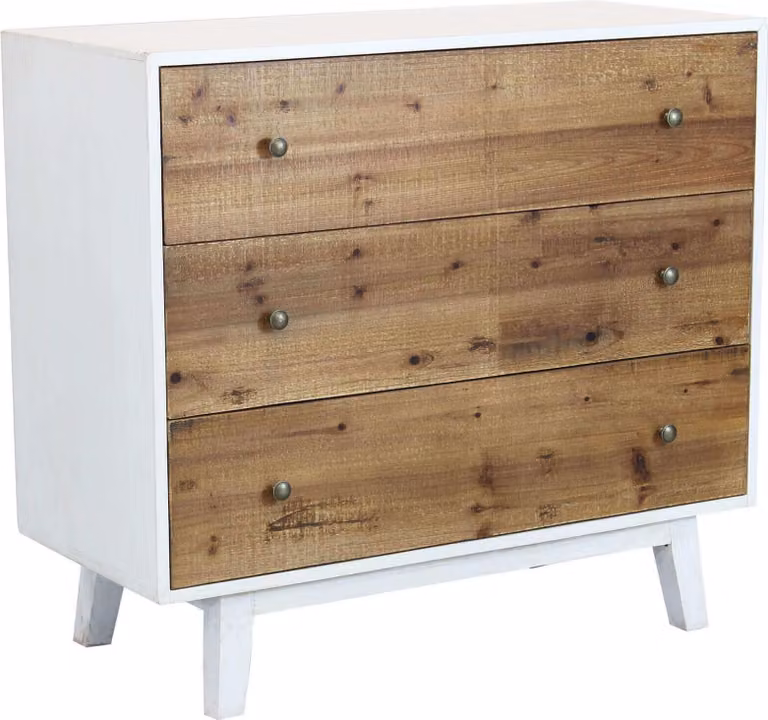 Milani Home - comò con 3 cassetti, bianco, truciolare bilaminato, 100 x 45 x 90 cm