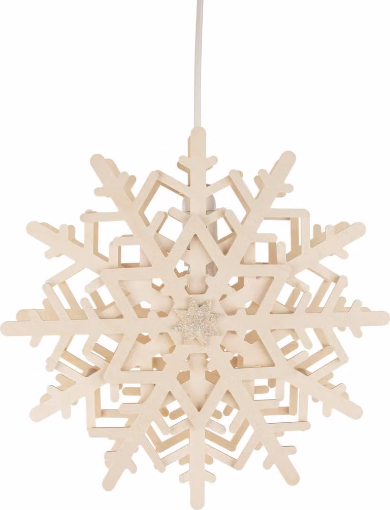 Decorazione da finestra "Cristallo di neve" con illuminazione elettrica, colore naturale, LxAxP 29x29x8 cm, NUOVA