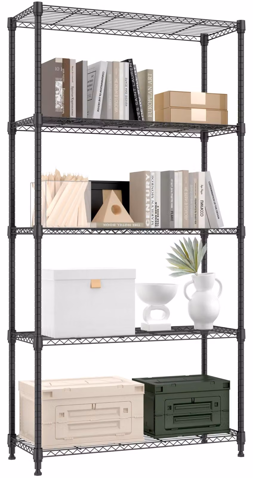 Scaffale metallico, con 5 ripiani regolabili, dimensioni 35x90x174 cm, ideale per garage e cucina
