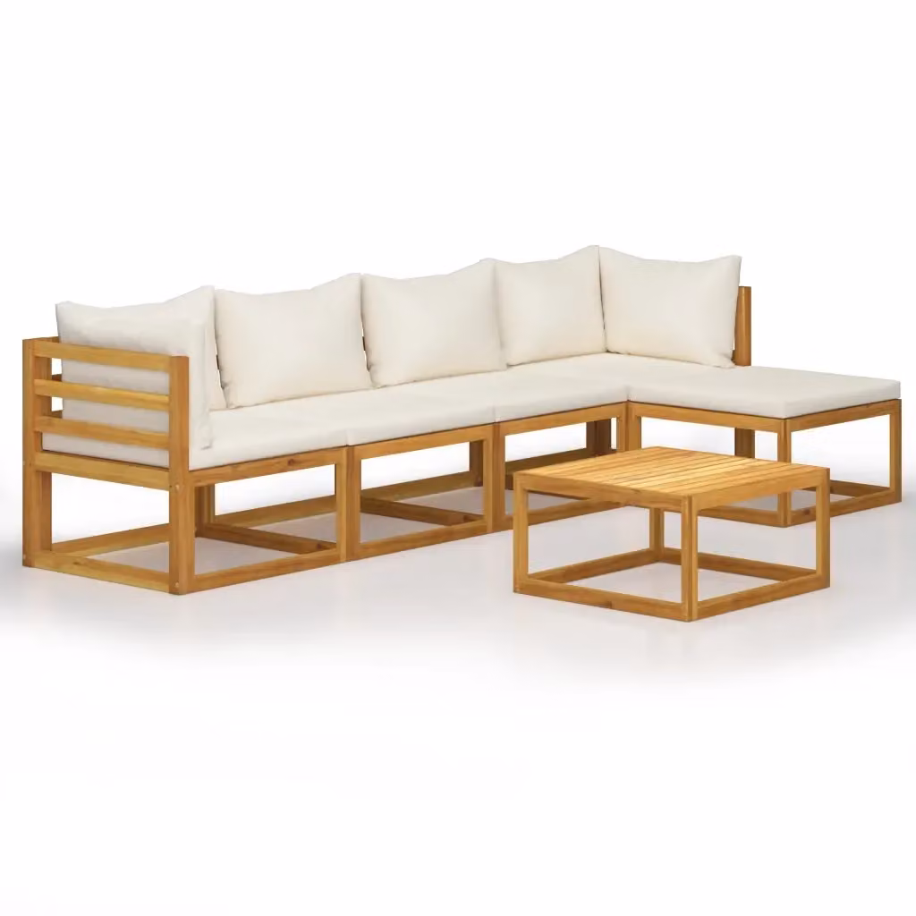 vidaXL Set Divani da Giardino 6 pz in Legno di Acacia con Cuscini Beige e Tavolino da Esterno – 2