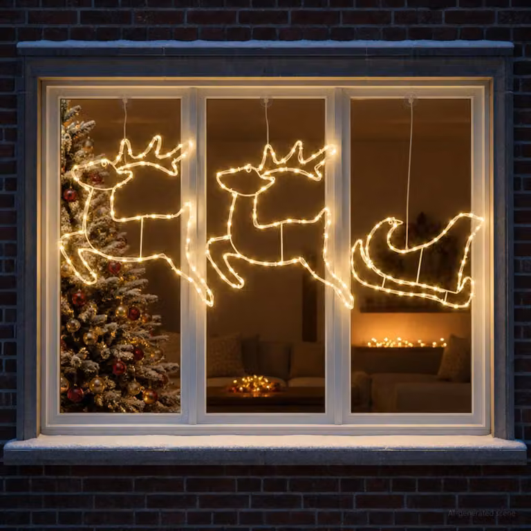 Decorazione natalizia "Rentier e slitta" con 180 LED, marca LOVIISA