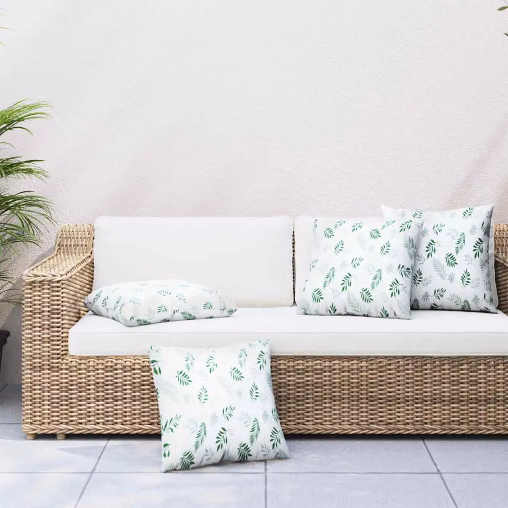 Set di 4 cuscini decorativi quadrati vidaXL con motivo floreale bianco in poliestere, L/P: 40 x 40 cm