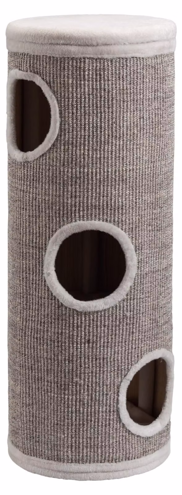 Casetta per gatti "Fudajo Forest" in legno, color crema e con diverse tonalità, altezza 106 cm, diametro 40 cm, inclusa imbottitura, con 3 ingressi