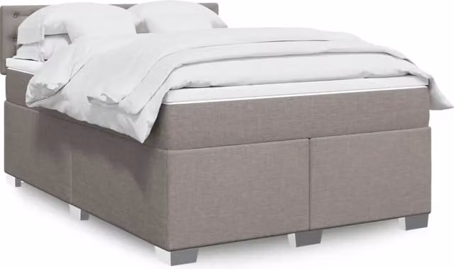 Letto Ibrido vidaXL con Giroletto a Molle e Materasso in Tessuto, Colori Beige, Bianco e Grigio, L/P/H: 140 x 200 cm