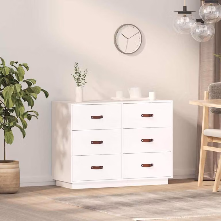 vidaXL Credenza in Legno Massello di Pino Bianco Stile Rustico L: 100 cm, P: 40 cm, H: 75 cm