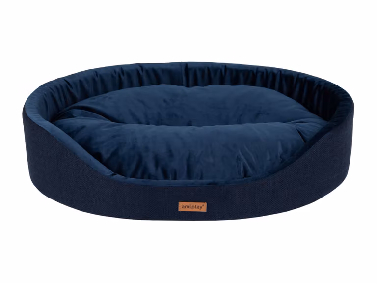 Letto per cani ovale SIDNEY blu taglia S, M, L, XL, XXL Taglia: XL - 72x62x16 cm