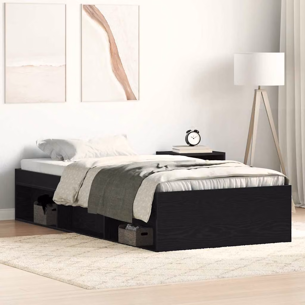 Giroletto senza materasso vidaXL in legno e MDF, colore rovere e nero, dimensioni 90 x 200 cm