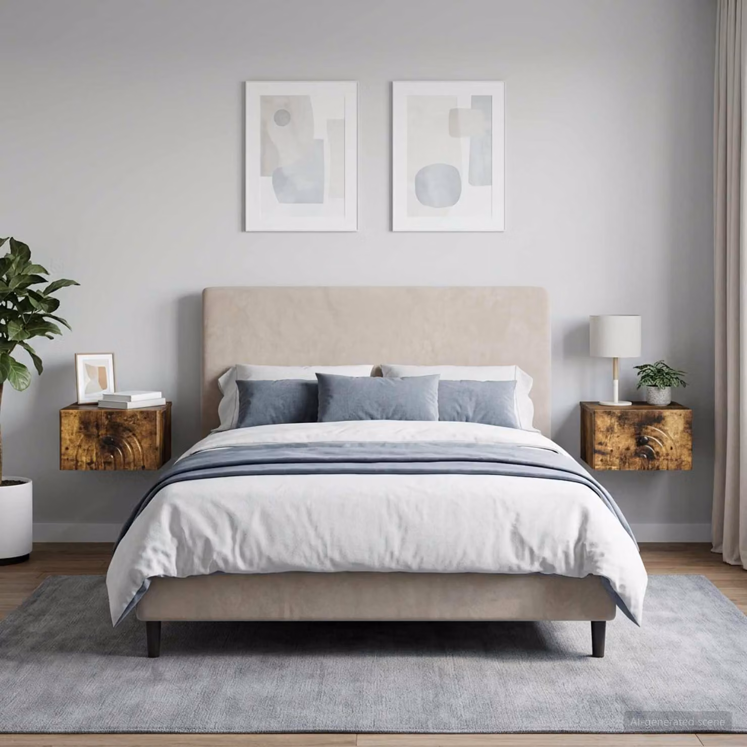 Set di 2 comodini sospesi vidaXL Rovere Fumo, design moderno per camera da letto o soggiorno, L: 33 cm, P: 34,5 cm, H: 20 cm