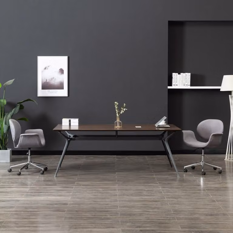 The Living Store Sedia da ufficio girevole in tessuto grigio