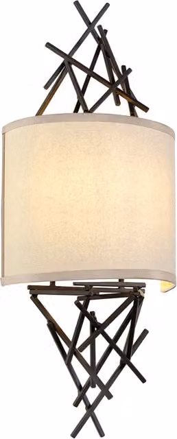 Applique Contemporanea Taiko Acciaio Bronzo Antico 2 Luci E14