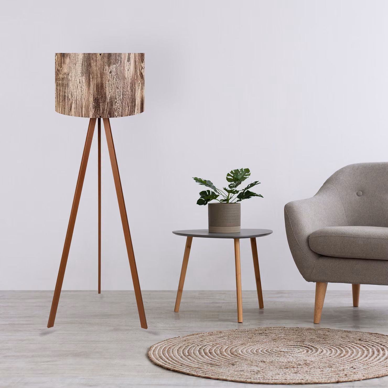 Opviq, AYD- AYDAXL, Marrone,Beige, Lampade da terra, 38 x 140 cm, 70% MDF / 30% tessuto PVC