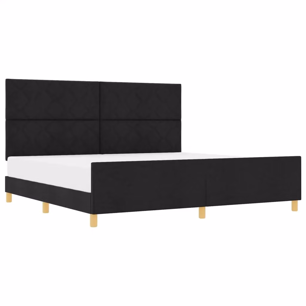 Struttura del letto con testiera vidaXL in tessuto nero L 200 cm x P 200 cm x H 207 cm – 2