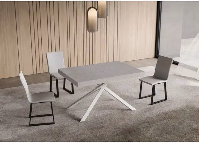 Tavolo allungabile Niket ITAMOBY con telaio a X, colore Cashmere e finitura bianca, L: 140/400 cm, P: 90 cm