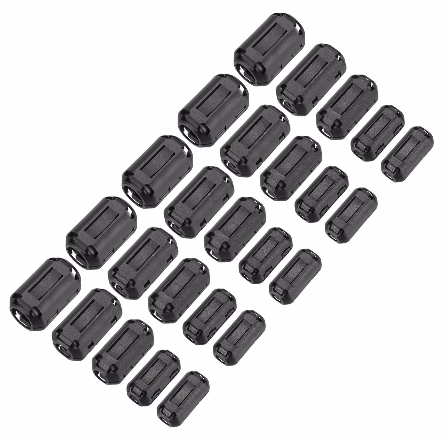 Anelli ferromagnetici, 25 pezzi, 5 dimensioni, protezione contro le interferenze elettromagnetiche, colore nero