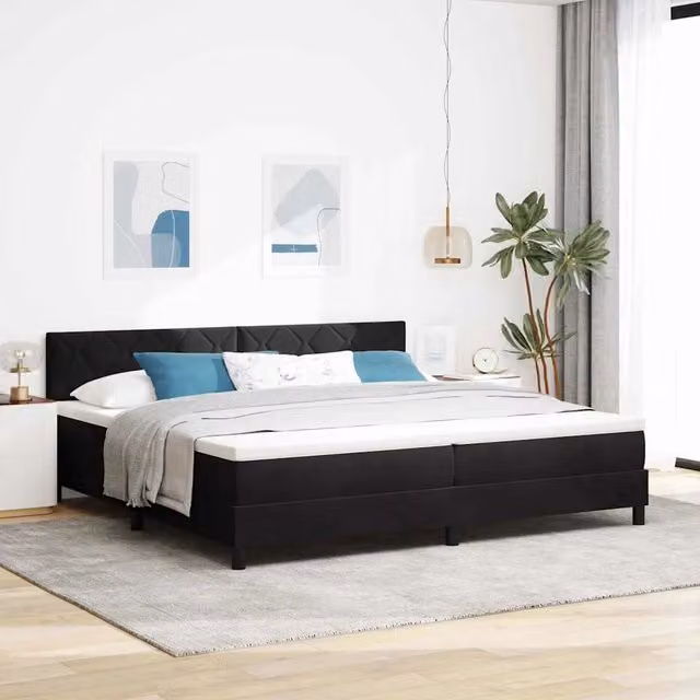 Letto moderno con testiera in velluto nero vidaXL L/P/H: 200 x 200 x 280 cm – 1