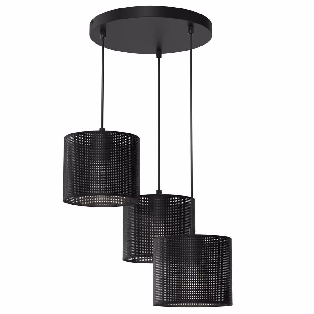Loft shade nero rotondo 3 tonalità mesh lampada a sospensione 3xE27 15W Luminex