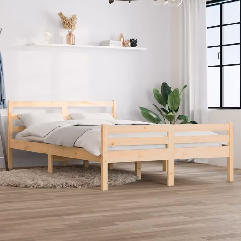 The Living Store Letto in legno massiccio 160x200 cm
