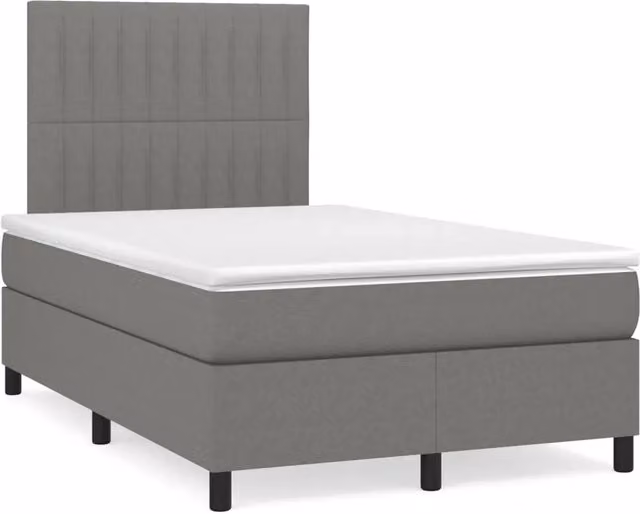 Letto Ibrido con Giroletto a Molle e Materasso vidaXL in Legno e Tessuto Grigio e Bianco L/P/H: 120 x 200 cm
