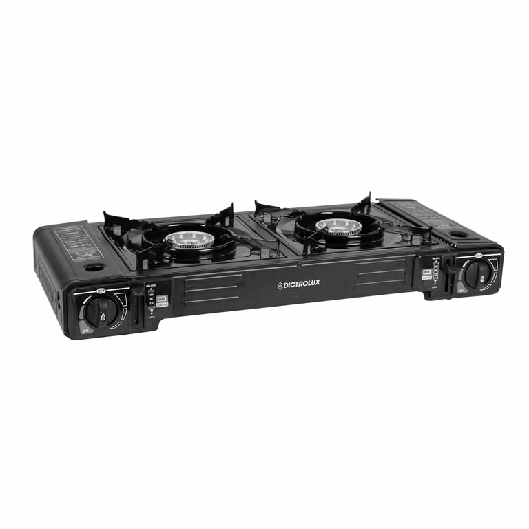 DICTROLUX Fornello Portatile a Gas Butano con Valigetta, Nero, L: 62,5 cm, P: 28 cm, H: 8 cm