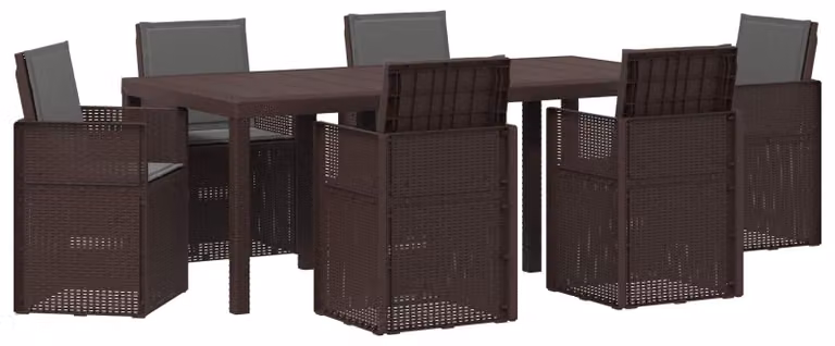Set da Pranzo per Giardino 7 pcs Marrone e Antracite PP