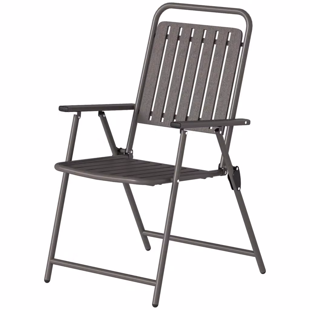 Sedia da giardino pieghevole con braccioli Minimal marrone in metallo L: 55 cm, P: 63 cm, H: 93 cm – 2