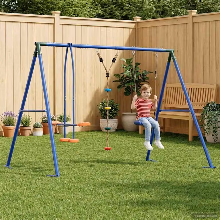 vidaXL Set di Altalene per Esterni Multicolore in Metallo e Plastica, Altezza: 185 cm, Larghezza: 263 cm, Profondità: 185 cm