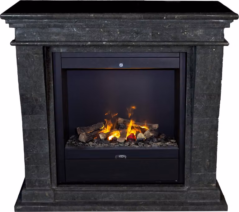 Caminetto a vapore acqueo Xaralyn - Kreta Mini EAL-SWP - pietra naturale levigata bianca - riscaldamento 1500 watt - con telecomando - caminetto elettrico Opti-Myst - caminetto da incasso incluso - caminetto decorativo