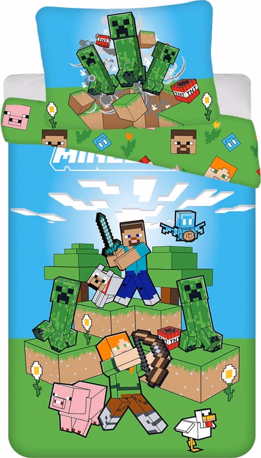 Biancheria da letto Minecraft Creeper Chaos 140×200 cm, 70×90 cm