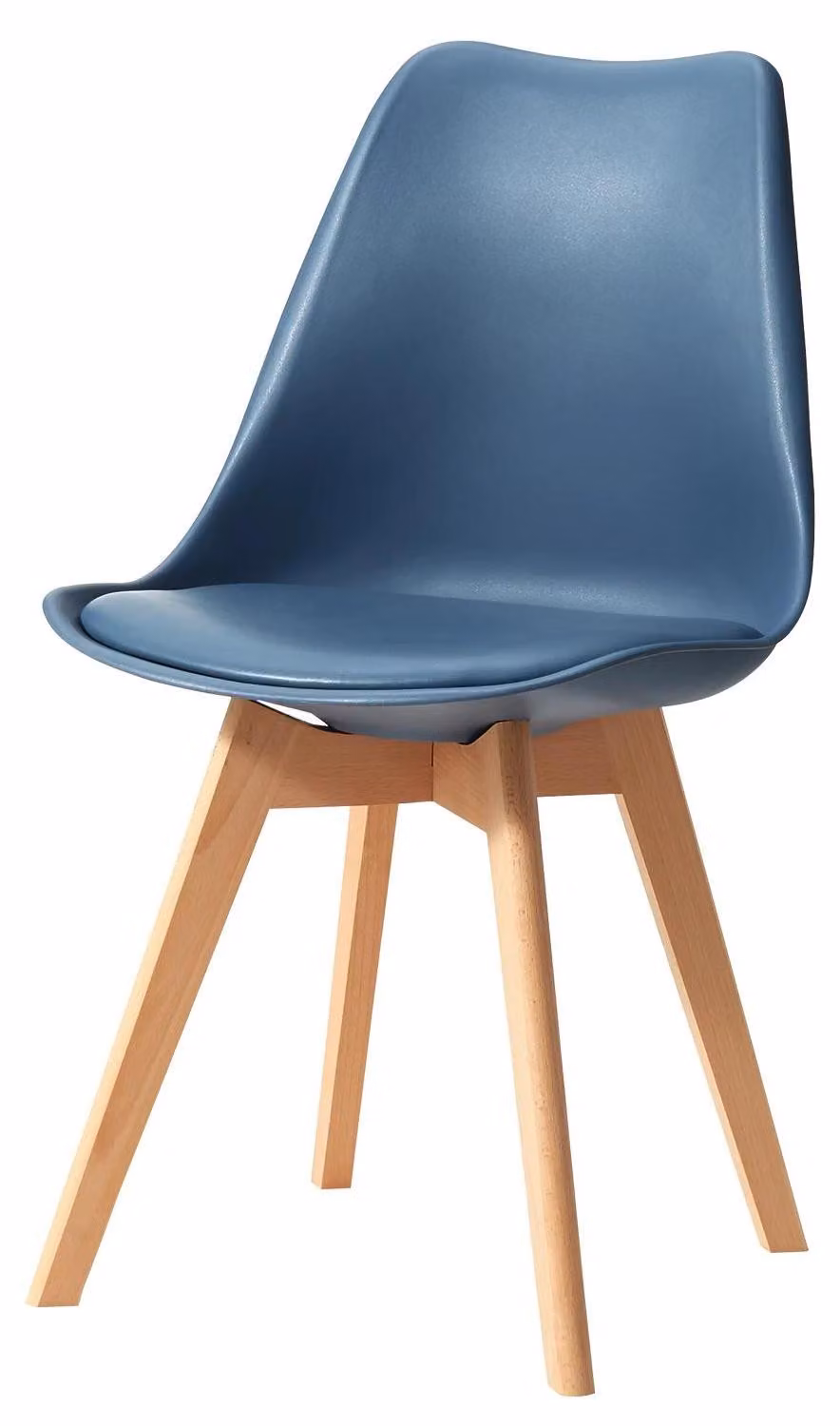 Sedie da pranzo in stile scandinavo - Set da 4 - Seduta imbottita in ecopelle (PU) - Senza braccioli - Montaggio richiesto - 82×55×48 cm - Blu scuro