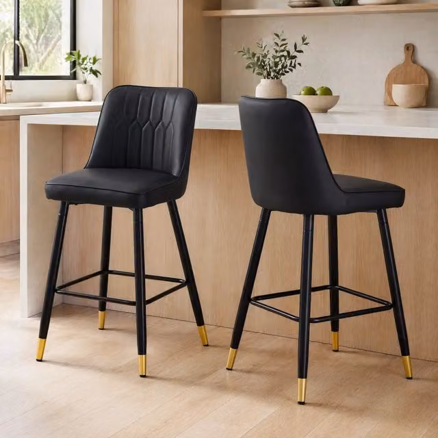 SGABELLI ALTI Set da 2 pezzi 100 cm PU nero e metallo