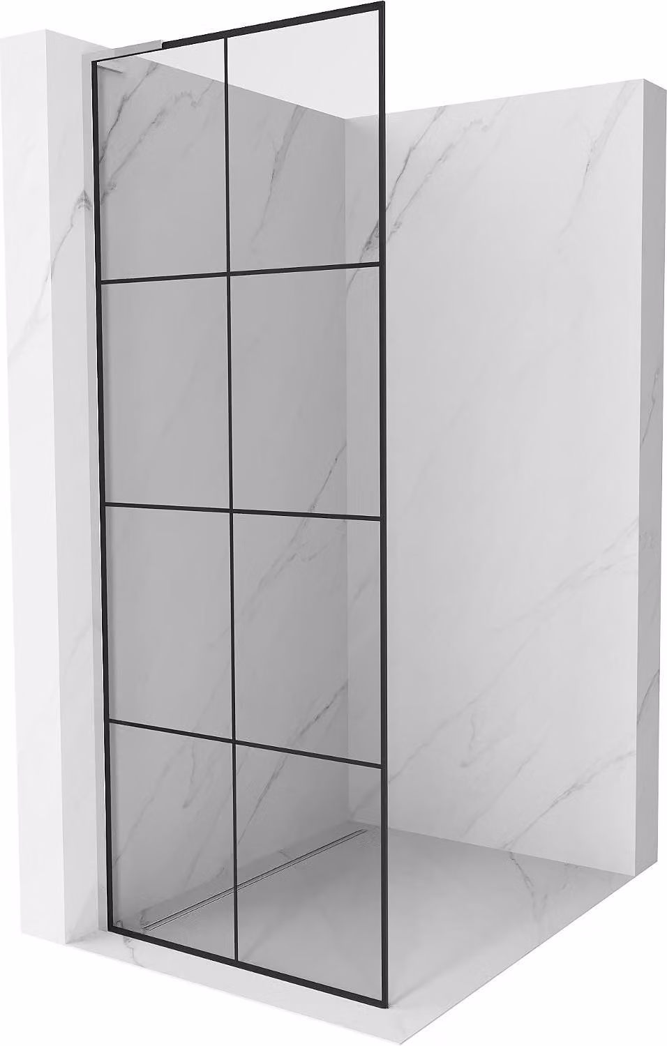 Mexen Kioto L parete doccia Walk-in 80 x 200 cm, griglia nera, cromata - 800-080-103-01-77