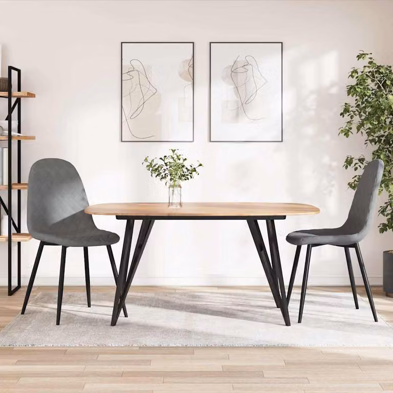 Set di 2 sedie da pranzo vidaXL in velluto grigio con struttura in metallo per cucina e sala da pranzo
