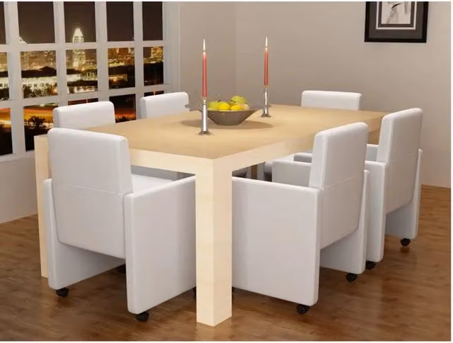 Set di 6 sedie da pranzo moderne vidaXL in similpelle bianca – 1