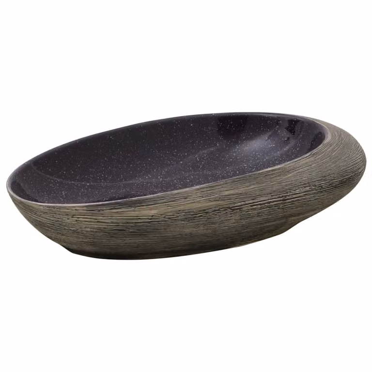 Lavabo da Appoggio Viola e Grigio Ovale 59x40x14 cm Vetroceramica