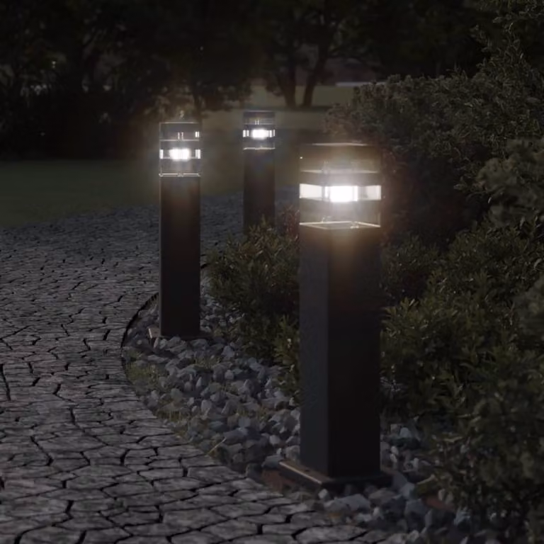 vidaXL Lampada da terra per esterni nera in alluminio con design moderno e cilindrico, Altezza: 50 cm